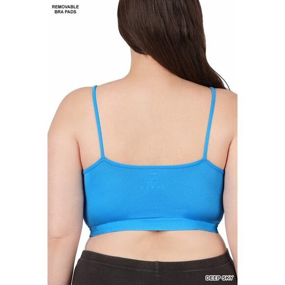 1X/2X Deep Sky Triple Criss Cross Bralette + bra pads Zenana wireless seamless - Picture 3 of 14